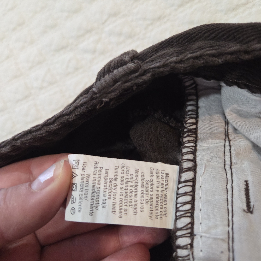 Calvin Klein Dark Brown Corduroy Pants Jeans Size 14 Envelope Flap Pockets - Picture 11 of 14